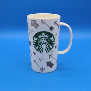 Starbucks Tall Mug Arrow Design Green Siren Logo 16 oz Coffee Tea Cup
